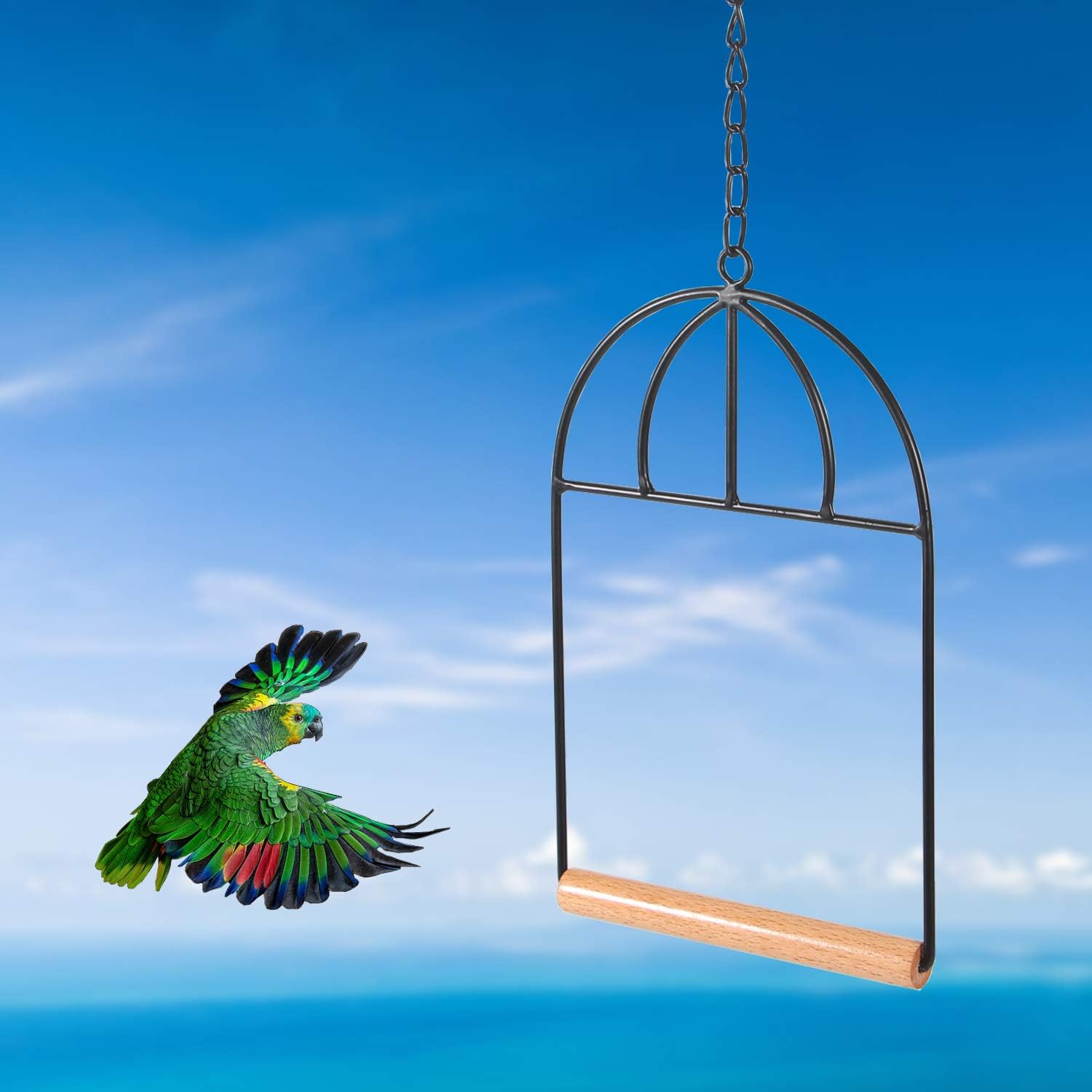 Kimdio Bird Swing Natural Wooden Cage Hammock, Bird Toy Parrot cage perches Cages Cockatiel Conure caiques Parakeets Budgie parrotlet Swings Perch: Garden & Outdoor