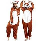 CASABACO Women Deer Costume Adult Reindeer Onesie Onepiece Pajama