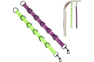FURSDOLY Dog Grooming Loops Extension Strap 2 PCS 6 D-Ring Dogs Grooming Table Arm Extender Straps Groom Restranit Noose Leash Quick Release Loop for Pets Salon (Purple & Green)