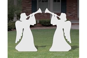 The Winfield Collection FrontYard Originals All-Weather Trumpeting Angels, Waterproof, Made in USA, 31 inches Tall, Durable Material, Simple Assembly, Easy Storage, Yard Nativity Add-On Set.