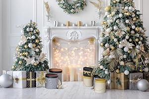 7x5ft Vinyl Xmas Fireplace Backdrop Merry Christmas Tree White Fireplace Photography Background Christmas Party Decor Kids Ba