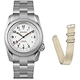 BODERRY Men's Watch Titanium Automatic Field Watch 40mm Military Watch Day Date Function 100M Waterproof with Titanium Bracelet Japanese Mechanical Movement & Screw Down Crown—Voyager