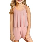 blibean Teen Girls Adjustable Strap Top 2 Piece Ribbed Shorts Sets 4-13 Years
