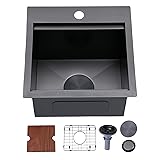 Matte Black Bar Sink 15Inch Stainless Steel Small