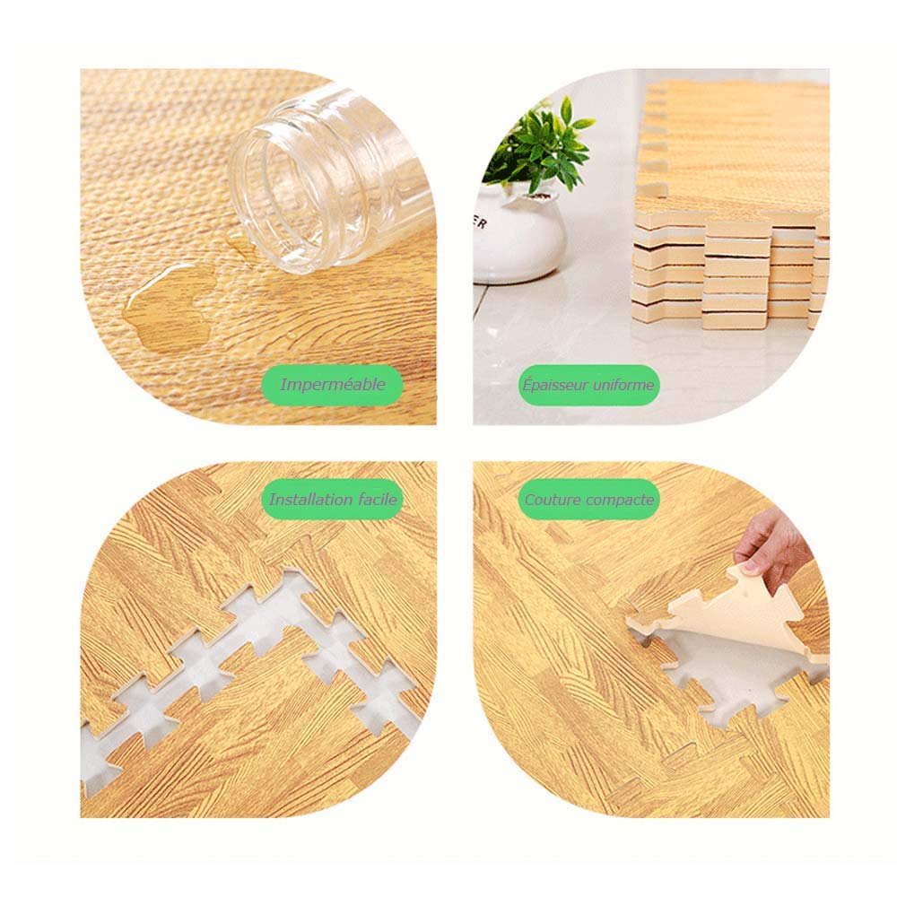 Fitness LUVODI Interlocking EVA Foam Mats Wood Grain Floor Gym Exercise Yoga Kids Play Soft
