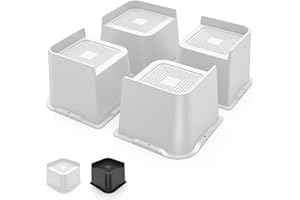USION Bed Risers 4 inch, 4.5"*4.5" Wide Opening Bed Lifts Risers Up to 5500lbs,L-Shape Heavy Duty Furniture Risers 4 Pack for Bed Frame, Couches, Tables, Desks(White,4 Pack)