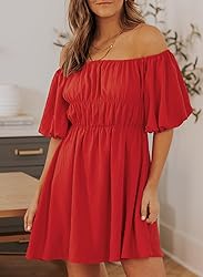 Dokotoo Womens Square Neck Summer Dresses Lantern