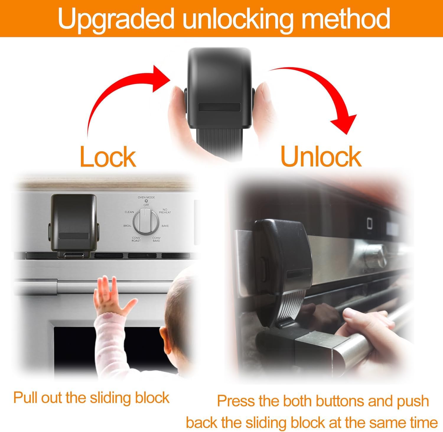 PILISPARK 2 PCS Oven Lock Child Safety, Baby Proofing Oven Lock Child Safety for Toddlers, Easy to Install Oven Safety Locks & Dishwasher Door Lock for Baby Safety