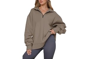 Cnlinkco Womens Oversized Sweatshirts Half Zip Pullover 2024 Fall Trendy Fashion Outfits Drop Shoulder Tunic Pullover Tops