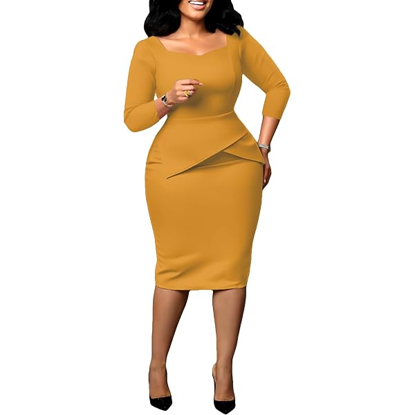 Amazon.com: Peplum Bodycon Work Midi Dress for Women Vintage Office Pencil  Sheath Dress Red : Clothing, Shoes & Jewelry