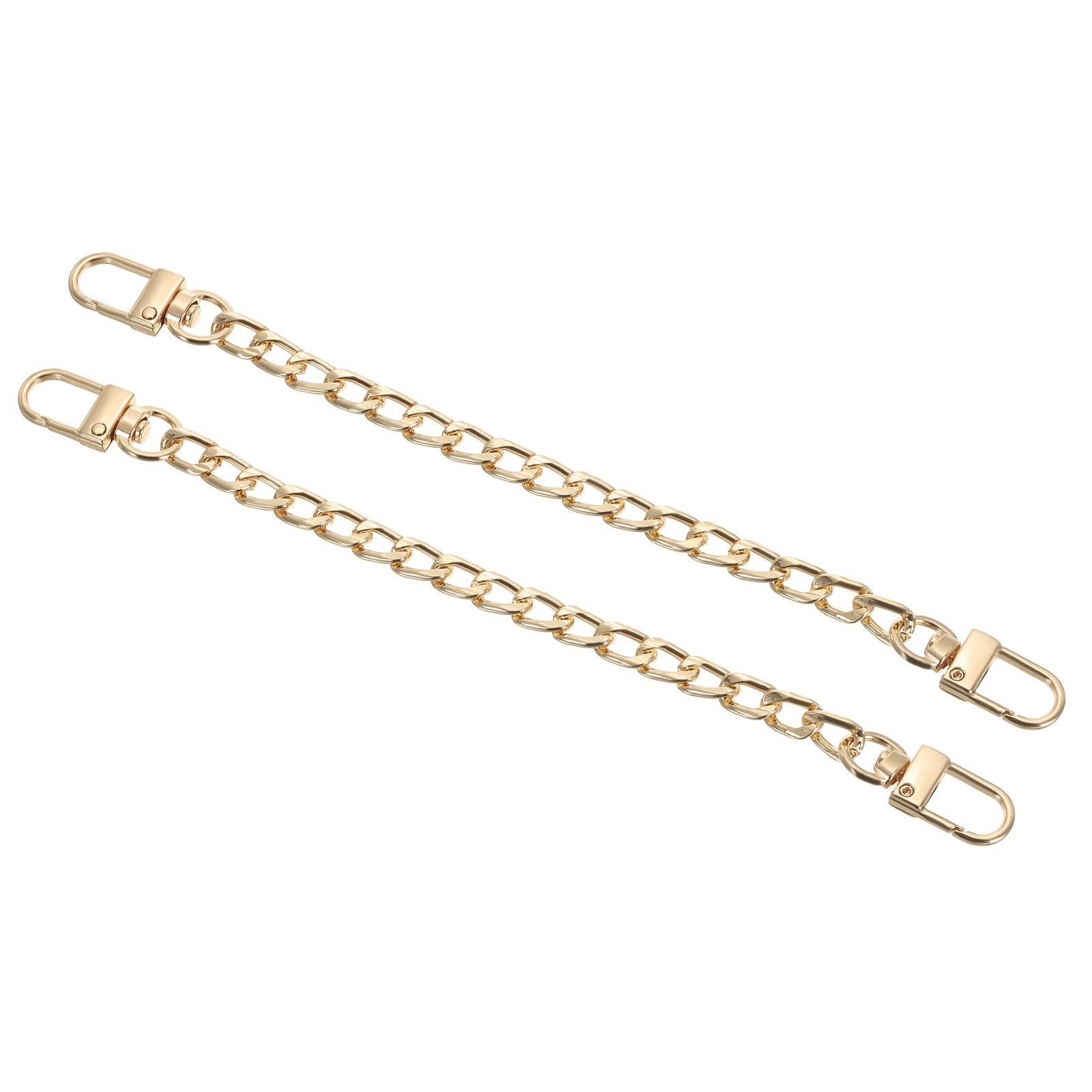 PATIKIL Purse Chain Strap 8", 2 Pcs Alloy Replacement Flat Chain Extender Chain Strap Accessories with Metal Buckles for DIY Purse Handbag Clutch, Light Gold