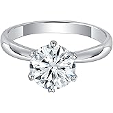 Dazzlingrock Collection GRA Certified D Color VVS1 0.50-2.00 Cttw Round Moissanite 6 Prong Solitaire Engagement Ring for Women in 925 Sterling Silver
