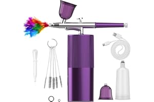 CRPEN Airbrush Paint Airbrush Kit Airbrush Compressor Airbrush Nail Airbrush Machine Air Brushes for Makeup,Nail Art,Painting, Cake, Model Coloring (Purple)
