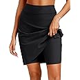 Pinup Fashion Swim Skirts High Waisted - Women Tummy Control Swimsuit Bathing Suit Bottoms with Built-in Shorts