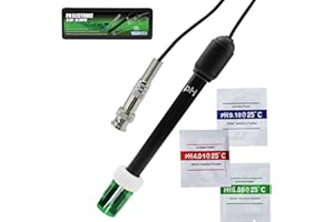 TEKCOPLUS 0-14 pH Electrode Probe, pH Meter with Replacement BNC Connector and 300cm Cable Sensor for ph Monitor Controller Tester Meter Kit Set for Aquarium Hydroponics Plant Pool Spa