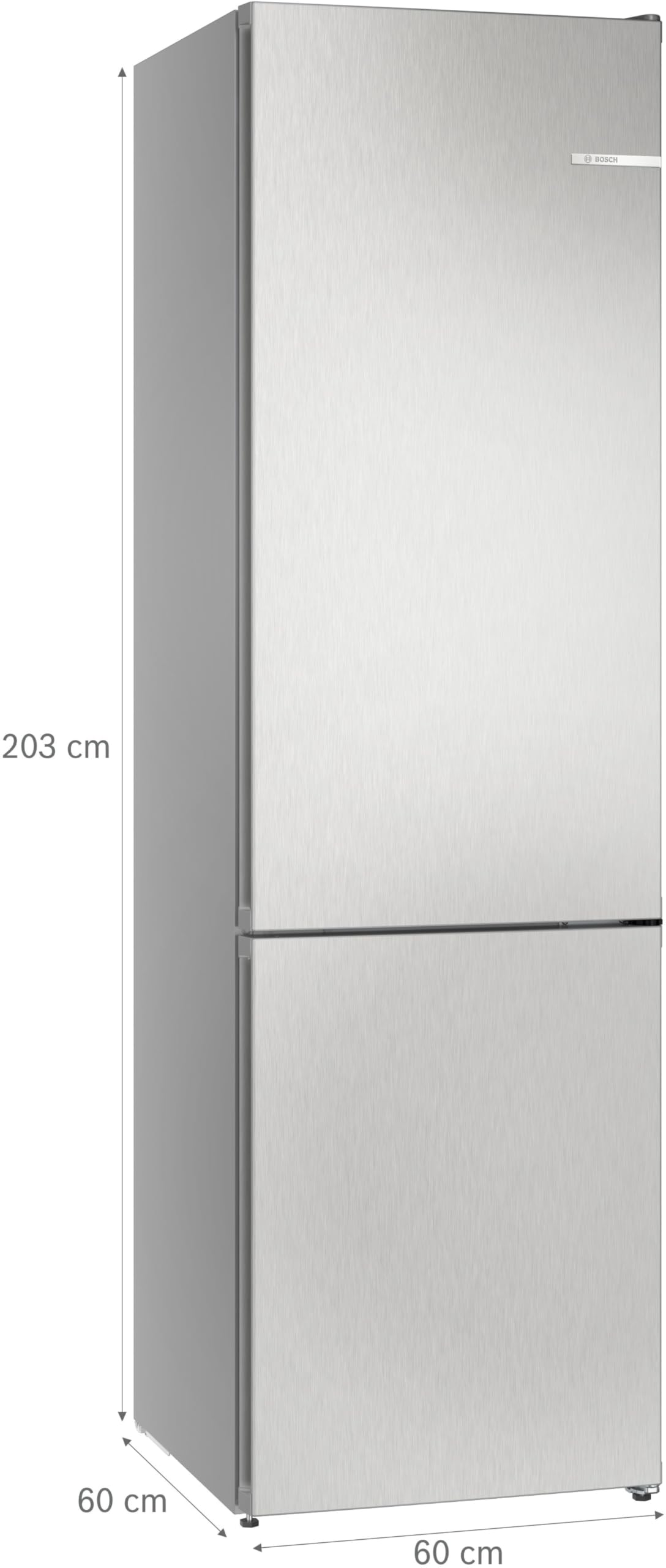 Bosch Freistehende Kühl-Gefrier-Kombination 203 x 60 cm, Serie 4, Total No Frost, VitaFresh XXL für länger frische Lebensmittel, Easy Access Shelf, Perfect Fit, Metall-Optik, KGN392LCG 6