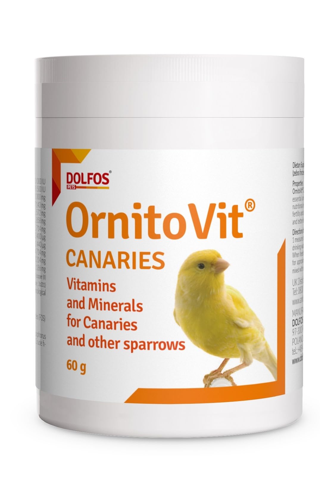OrnitoVit Canaries 60g Zebra Finches Java Canaries Vitamins Minerals Amino Acids