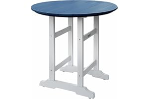 YUSSJI Patio Bar Tables, Outdoor Bar Table, Wather Resistant 35" Round Outdoor Bar HDPE High Adirondack Side Table Plastic Height Table Pub for Balcony, Garden, Pool, Backyard, Fire Pit, Lawn