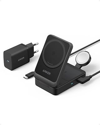 MagGo Wireless Charger iPhone 3 em 1 com MagSafe 15W, Magsafe Charger Qi2 Certified Charging Stand, iPhone 16/15/14/13 Series, AirPods, Apple Watch 9 (Plug Incluído)