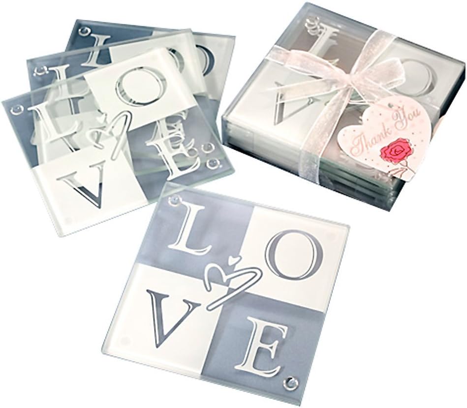 LOVE Glass Coasters , Set of 4 Amazon.co.uk Kitchen & Home