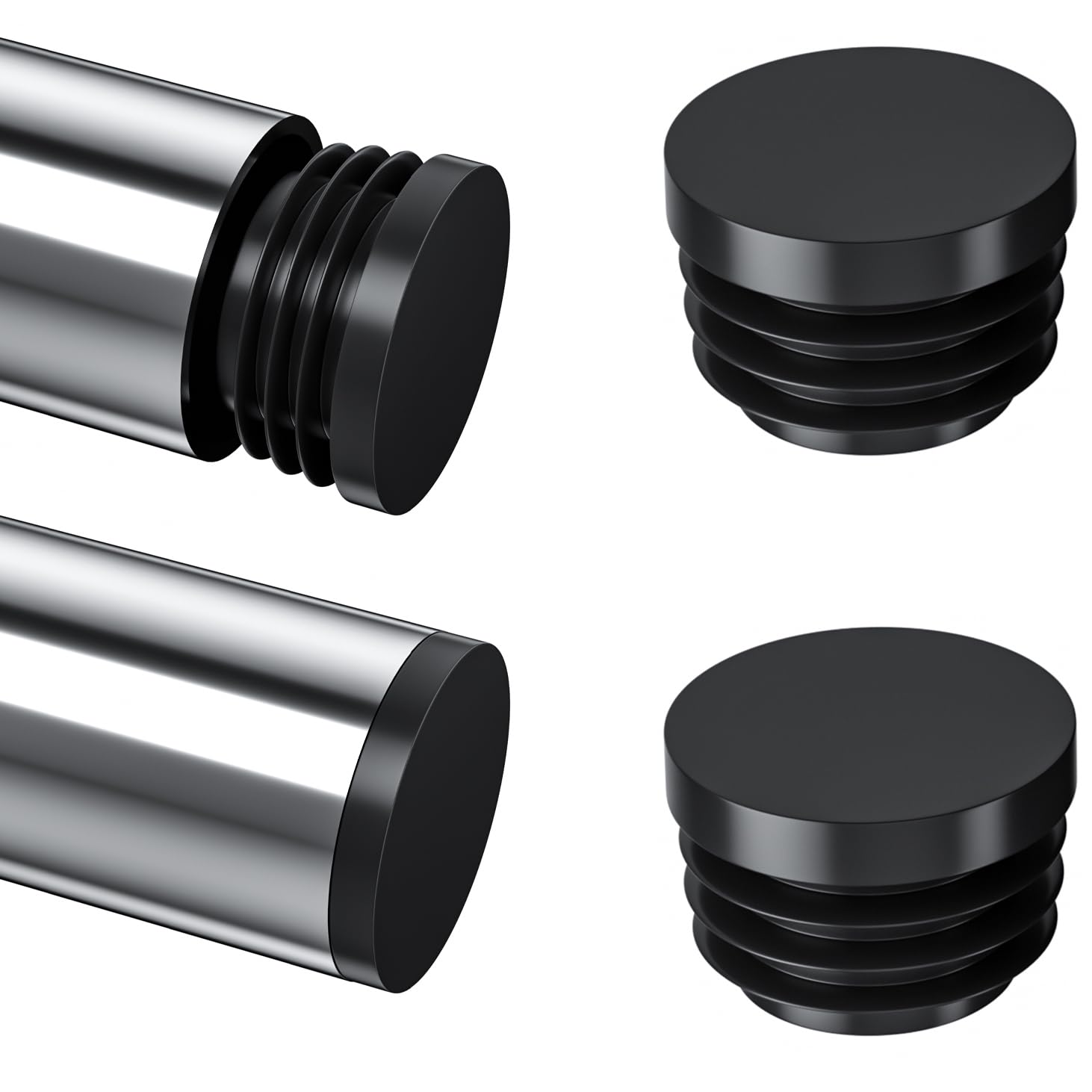 28 PCS Black Round Tube Plastic Plugs End Caps (25mm)