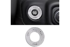 PIFOOG Bling Accessories for Jeep Wrangler Gladiator Push Start Stop Button Ring Cover Sticker Decal Auto Interior Decor Trim for Jeep JL JLU JT 2018-2023 Rhinestone Metal 1PC