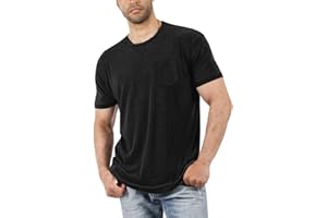 Men's Short Sleeve Soft T-Shirt Casual Solid Color Crew Neck Tee Tops Pocket Shirt