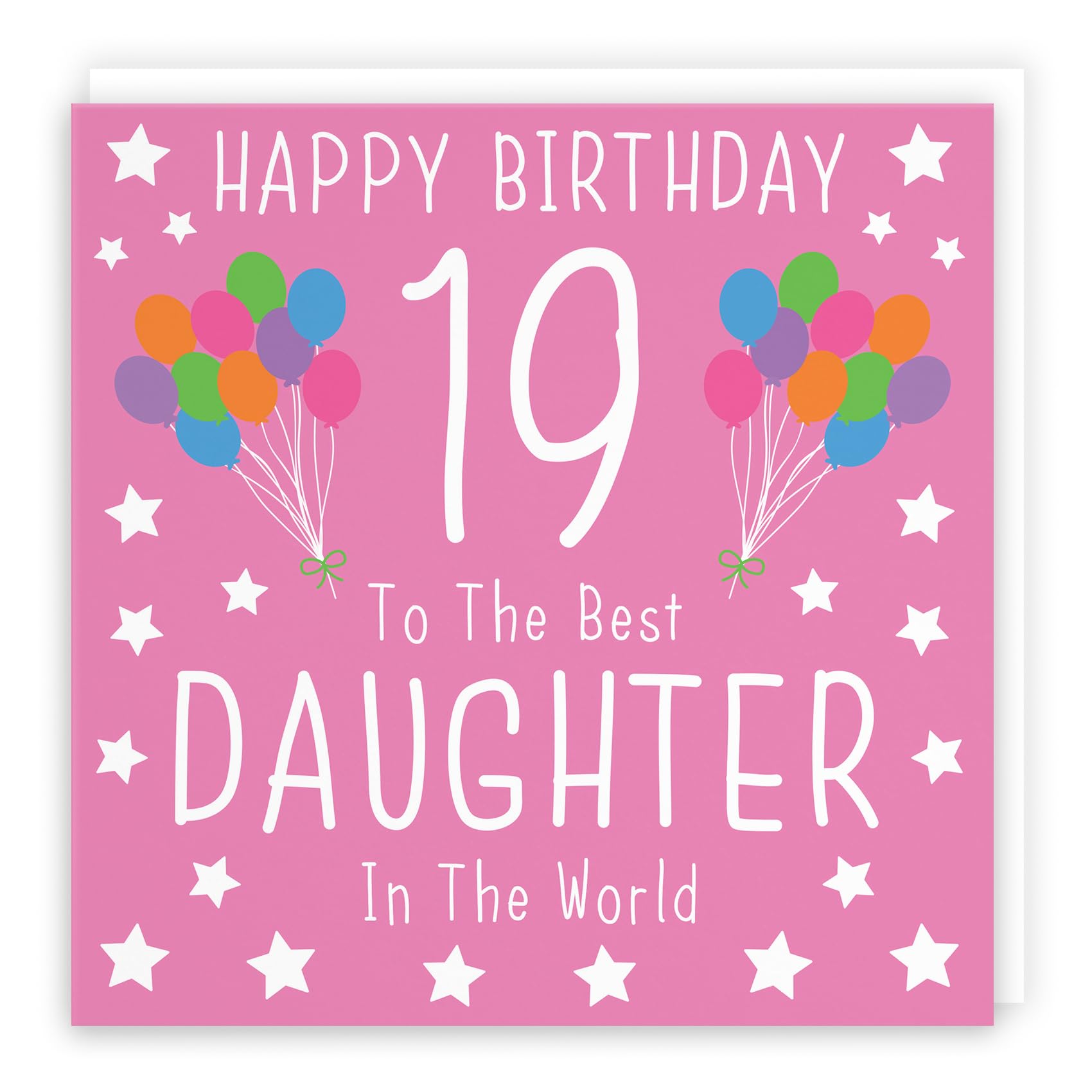 Hunts England - Large Daughter 19th Birthday Card - Happy Birthday - 19 - To The Best Daughter In The World - Iconic Collection - Large - 210 x 210 mm - Age 19