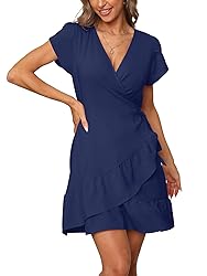 SAMPEEL Womens Ruffle Hem Summer Dress Short Sleeve
