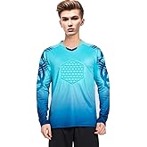 DRHOM Youth Boys Padded Protection Football Goalkeeper Jersey Long Sleeve Goalie Shirt Training Soccer Uniform