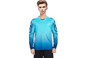 DRHOM Youth Boys Padded Protection Football Goalkeeper Jersey Long Sleeve Goalie Shirt Training Soccer Uniform