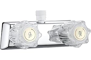 GCBCRIT RV Shower Faucet, Dual-Handle Camper Shower Faucet with Acrylic Knobs, 4" RV Shower Valve Diverter, RV Outdoor Shower for RV, Camper Van, Outside and Inside Bathroom Shower (Chrome)