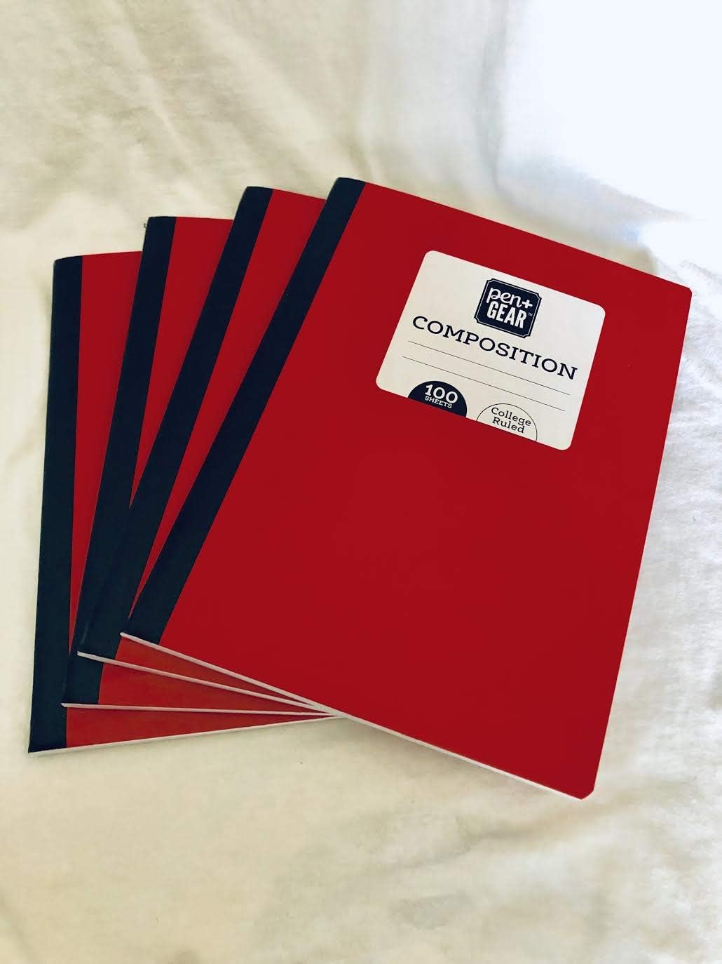 Pen & Gear Composition Notebook 4 Bundle (Red) Office