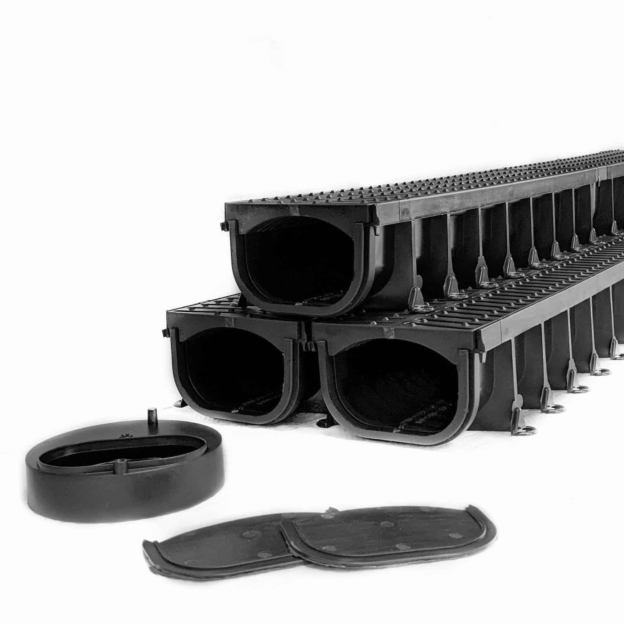 EasyFlow Shallow Water Channel Drain 3m Garage Pack - ACO Drains Multipurpose Drainage System for Garage, Patio, Driveways, and Gardens - A15 Load Class - 3 x 1m Lengths with Full Kit and Accessories