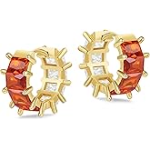 Secroma Gold Hoop Earrings for Women Trendy, 18K Gold Plated Crystal Hypoallergenic CZ Earrings Silver Huggie Small Hoops Purple Green Earrings Dainty Jewelry Gifts for Women