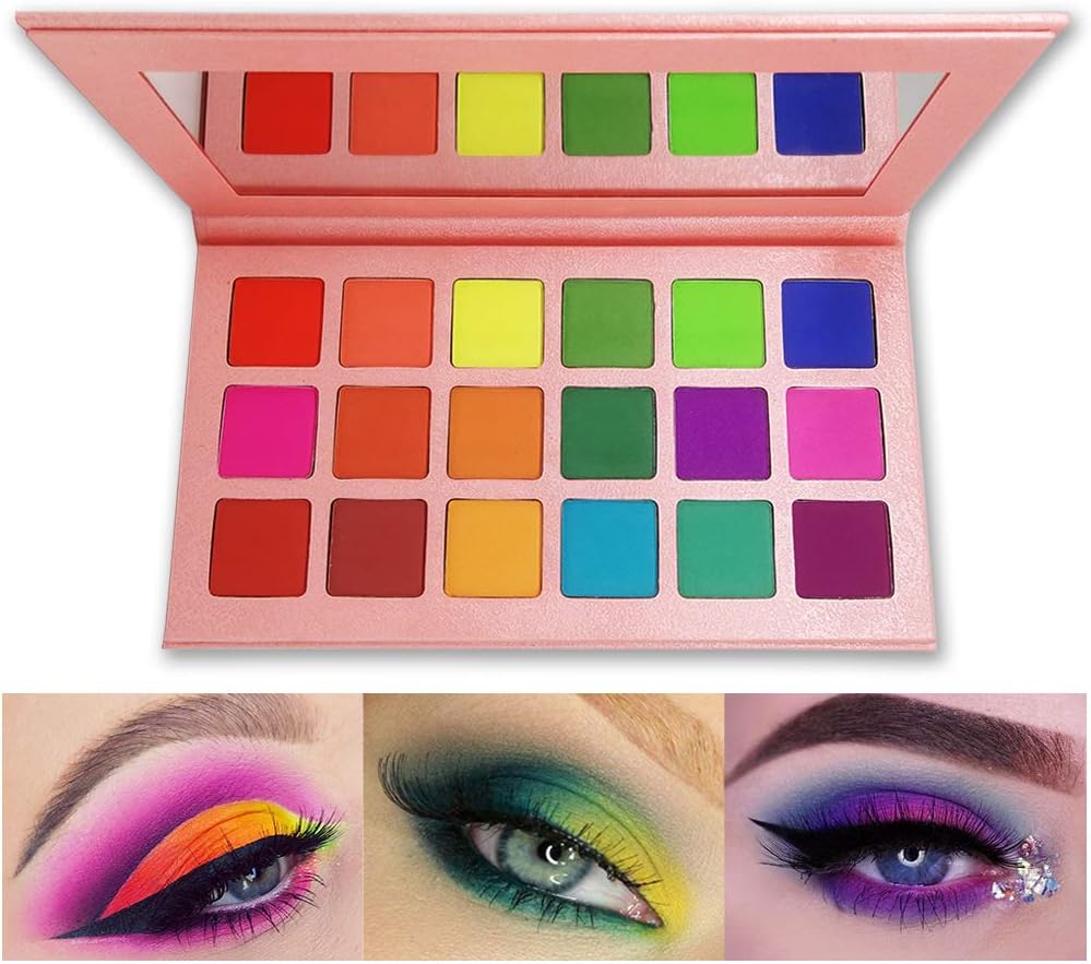 Matte Eyeshadow Palette, FindinBeauty 18 Bright Colors Highly Pigmented Makeup Eye Shadow - Professional Vegan Long lasting No Shimmer Silky Powder Rainbow Shades Cosmetics Set(Colorful) …