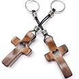 KyooteLfv Wooden Pocket Crosses - Walnut Stress Relief Crosses For Prayer & Comfort, 5 Pack