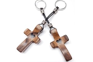 Yookin 2 PCS Cross My Heart | Encouragement Gift Wooden Cross Key Chain Fingertip Stress Relief Gifts Pocket Small Cross Christmas Gift Handheld Wooden Cross Key Chain