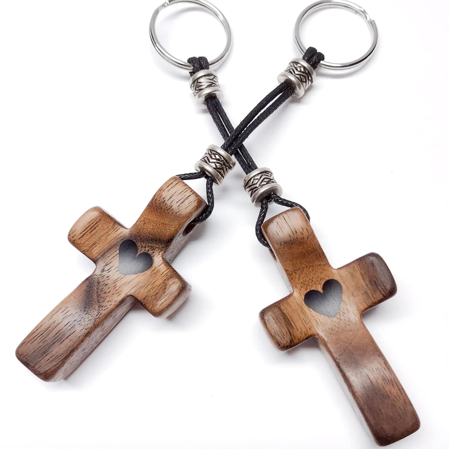 Photo 1 of Yookin 2 PCS Cross My Heart | Encouragement Gift Wooden Cross Key Chain Fingertip Stress Relief Gifts Pocket Small Cross Christmas Gift Handheld Wooden Cross Key Chain