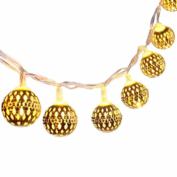 PragAart Metallic Ball Shape 16-LED String Lights for Decoration (Warm White)