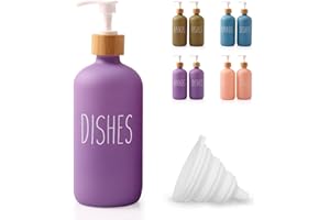 Loochica Purple Glass Kitchen Soap Dispenser, Lavender Detergent Dispenser or Dish Soap Dispenser for Kitchen Sink, Modern Lavender Decor Dish Soap Pump for Kitchen Organization