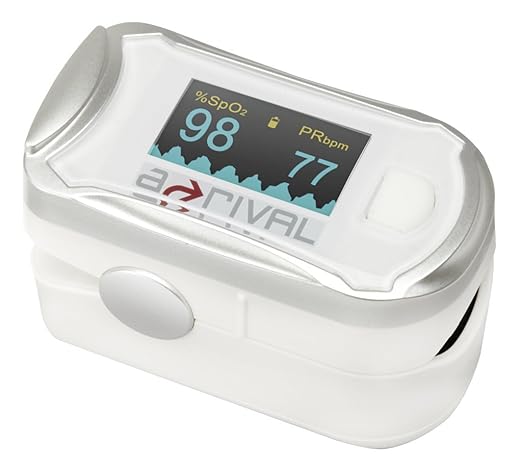 a-rival oQsy SMG01 Mobiles Sauerstoffmessgerät, Fingerpulsoximeter, Sauerstoffsättigung, Pulsfrequenz, 2-farbige OLED-Anzeige