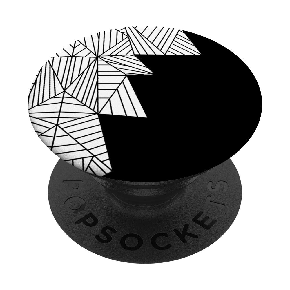 White Triangle Stripes Cool Line Art Geometrical Artist Gift PopSockets Grip and Stand for Phones and Tablets