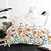 Vaulia Lightweight Microfiber Duvet Cover Set, Colorful Floral Print Pattern, White/Orange Color - Twin Size