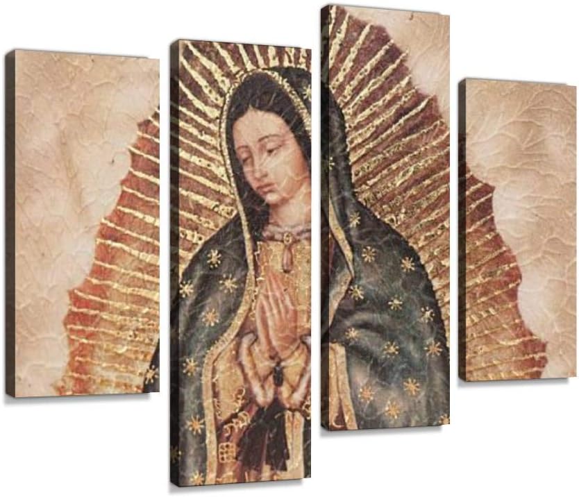 Our Lady of Gualalupe Canvas Wall Art Hanging Paintings Modern Artwork Abstract Picture Prints Home Decoration Gift Unique Designed Framed 4 Panel