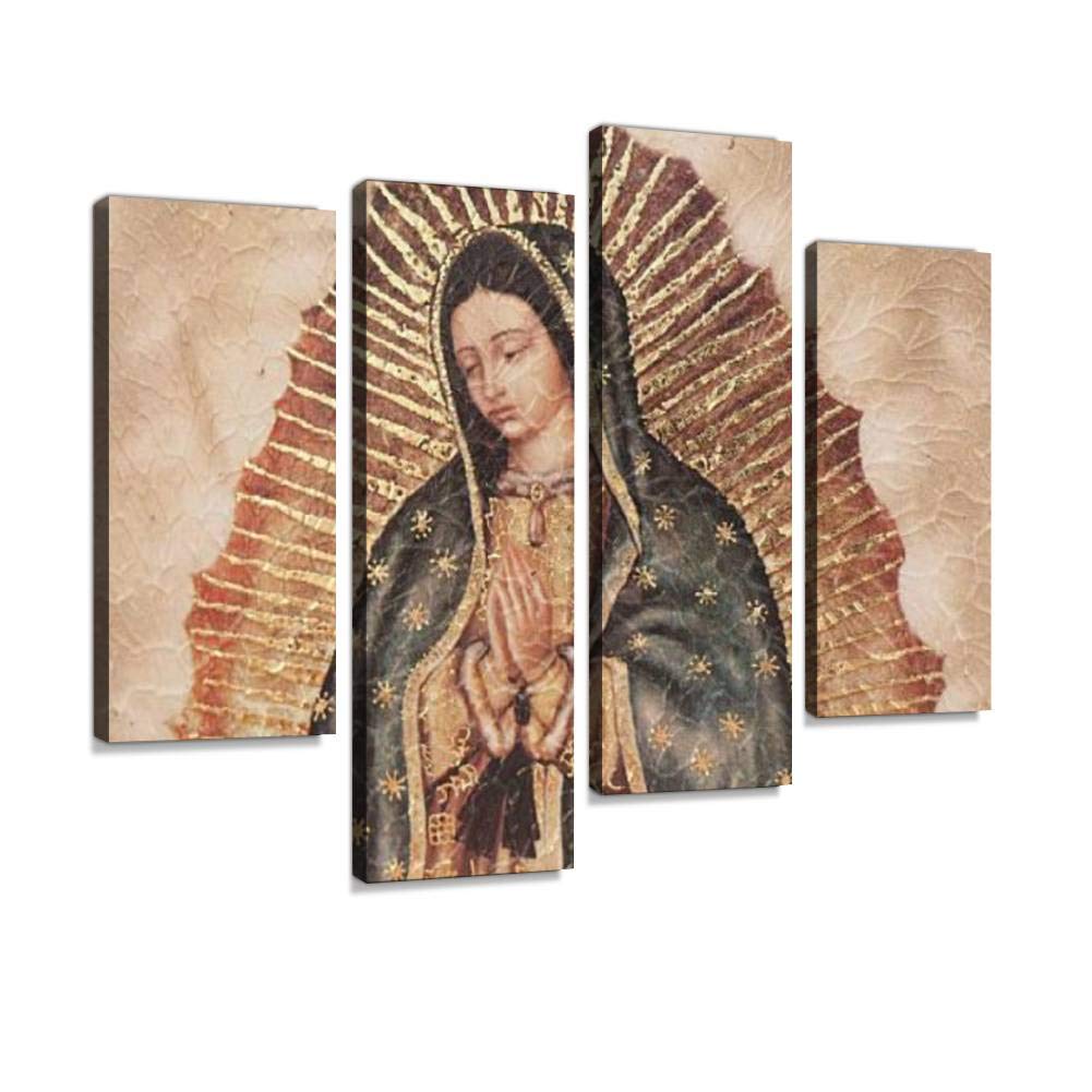Our Lady of Gualalupe Canvas Wall Art Hanging Paintings Modern Artwork Abstract Picture Prints Home Decoration Gift Unique Designed Framed 4 Panel