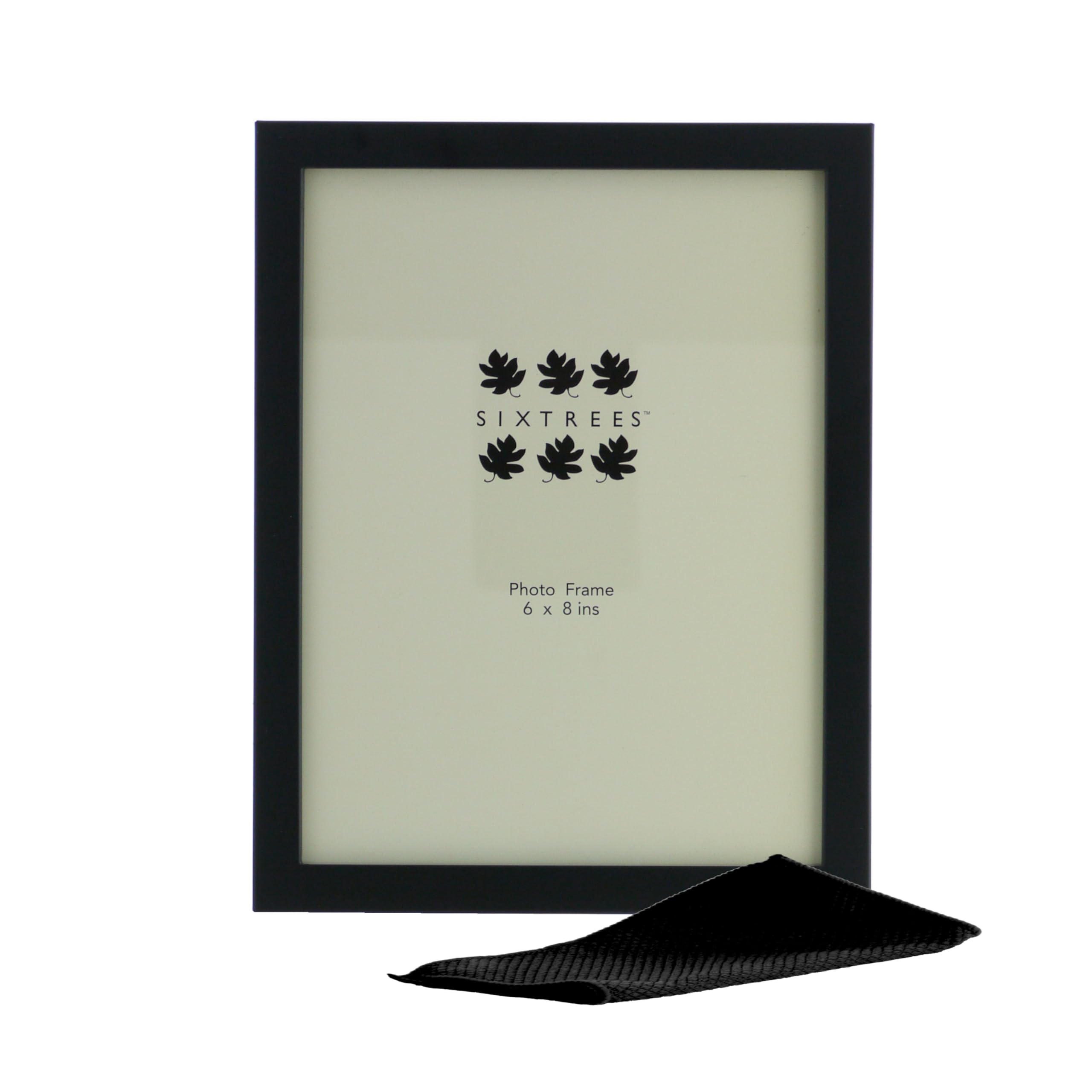 Sixtrees Elite 2-122-68 Black Metal 6 x 8 inch Photo Frame. Wide profile, satin finish, real glass. Complete with microfibre polishing cloth. — image 1