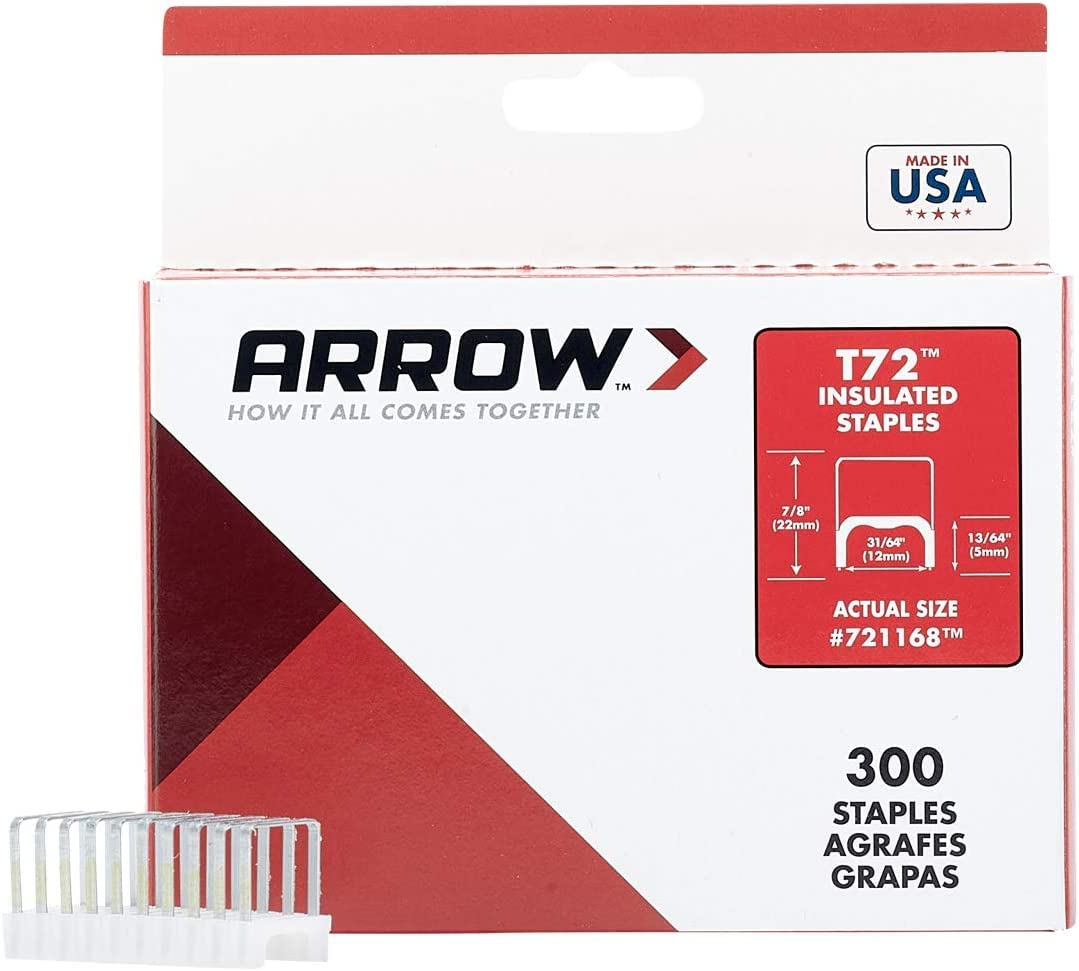Arrow A721168 Insulated Staples, T72, 5 mm x 12 mm (Pack of 300)