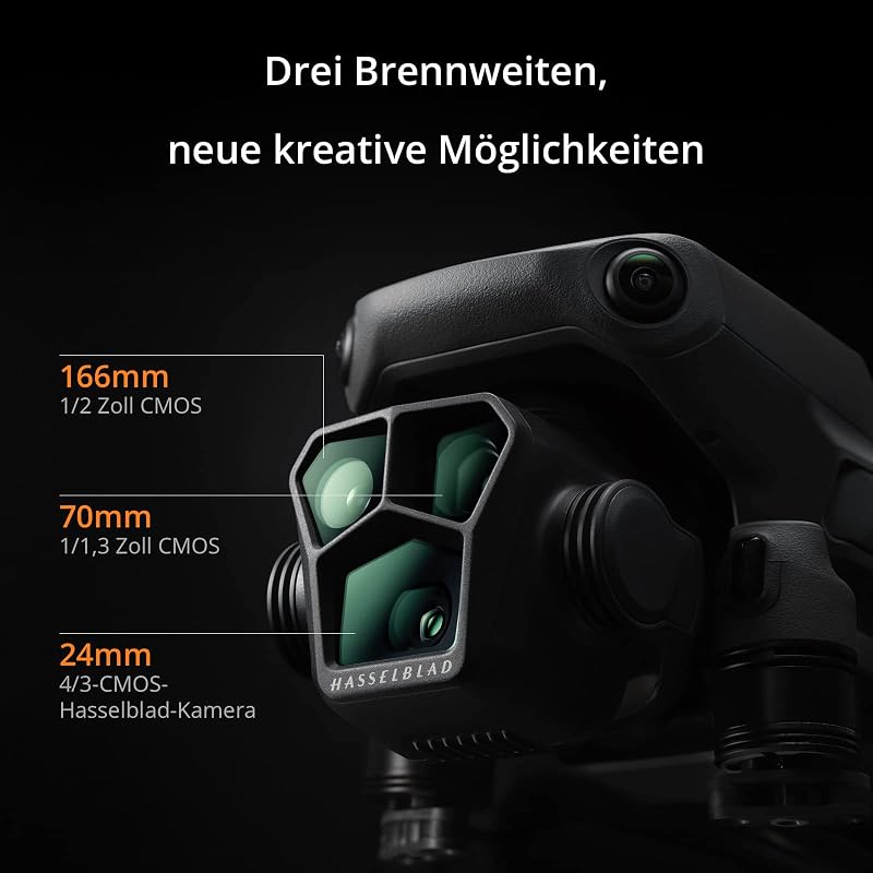 Mavic 3 Pro Fly More Combo mit DJI RC Pro (leuchtstarker Bildschirm), 4/3 CMOS Hasselblad-Kamera, drei Intelligent Flight Batteries, Ladestation, ND-Filterset, Kameradrohne für Erwachsene