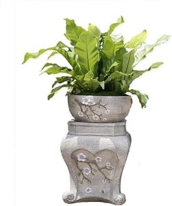 LIUSHI Garden Plum Flower Pot Craft Model, Magnesia Plum Stone Pier Crafts Garden Patio Balcony Decoration Ornaments H45CM